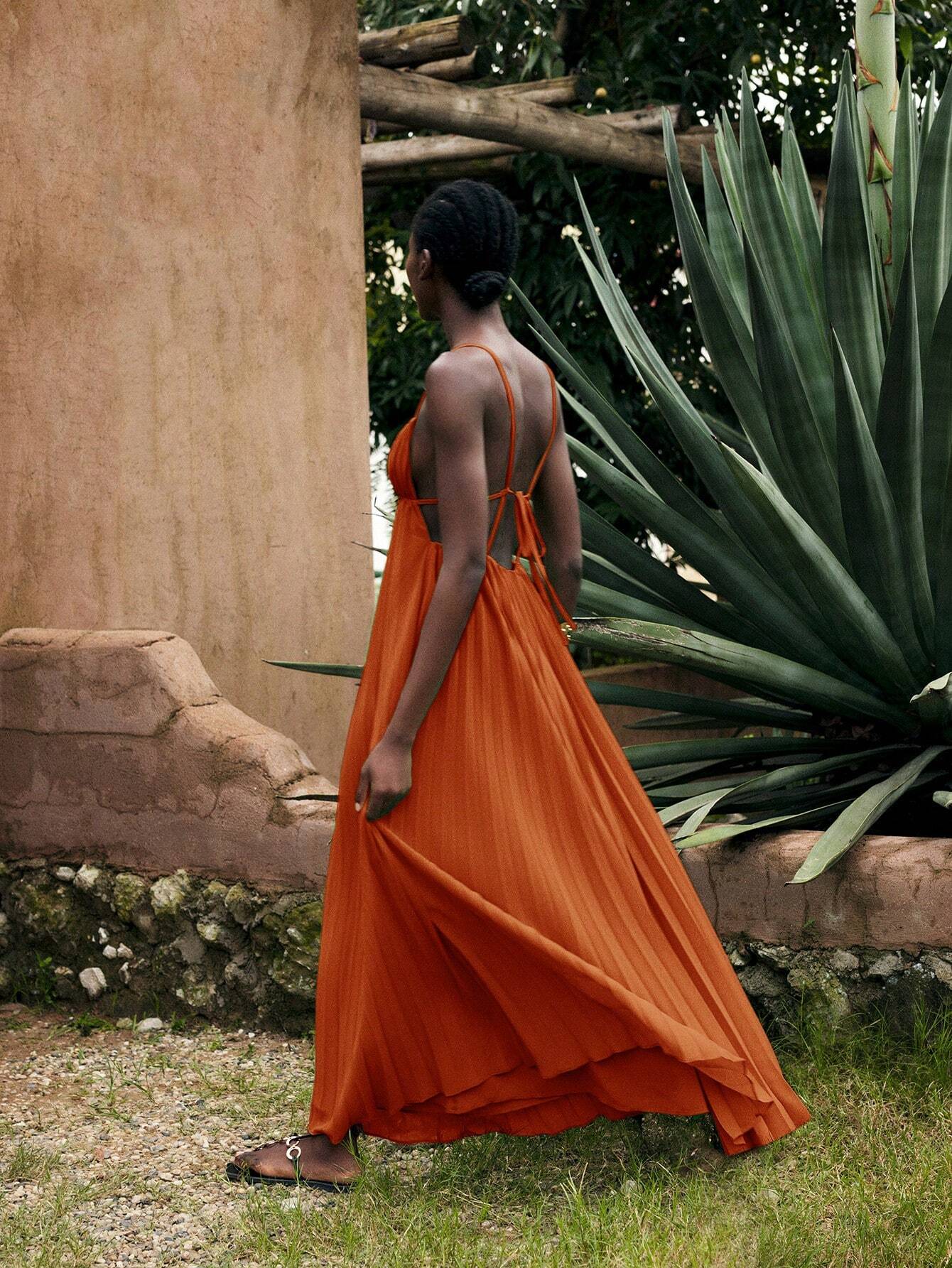 Maija Women's Burnt Orange Autumn Elegant Tropical Vacation Holiday