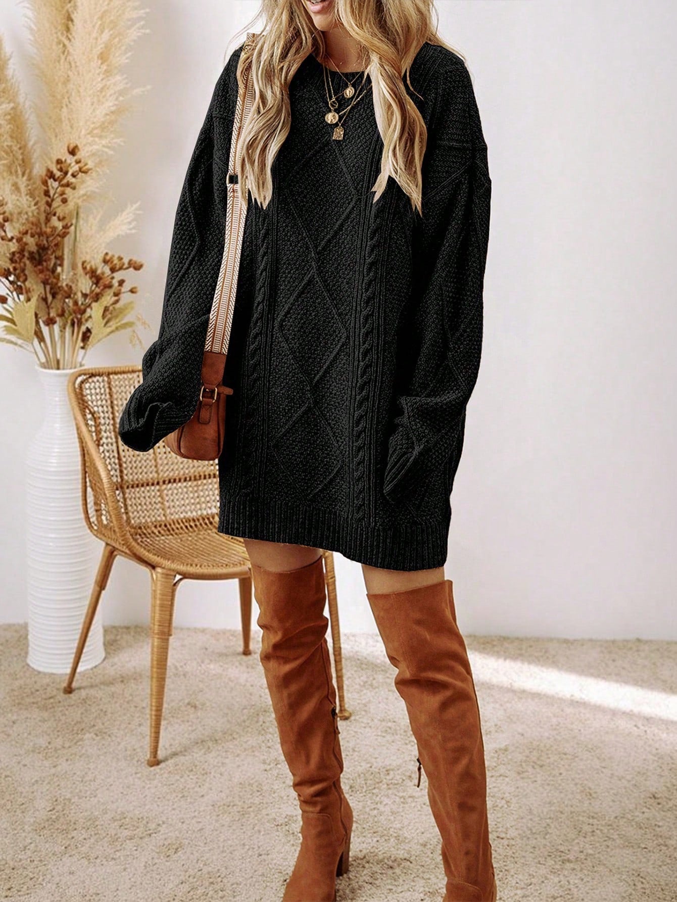 Freeform Spring Women's Long Sweater, White, Black, Pink, Brown,