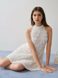 MOTF STUDIO MESH FLORAL APPLIQUED HALTERNECK DRESS,VALENTINE'S DAY OUTFIT,SPRING/SUMMER