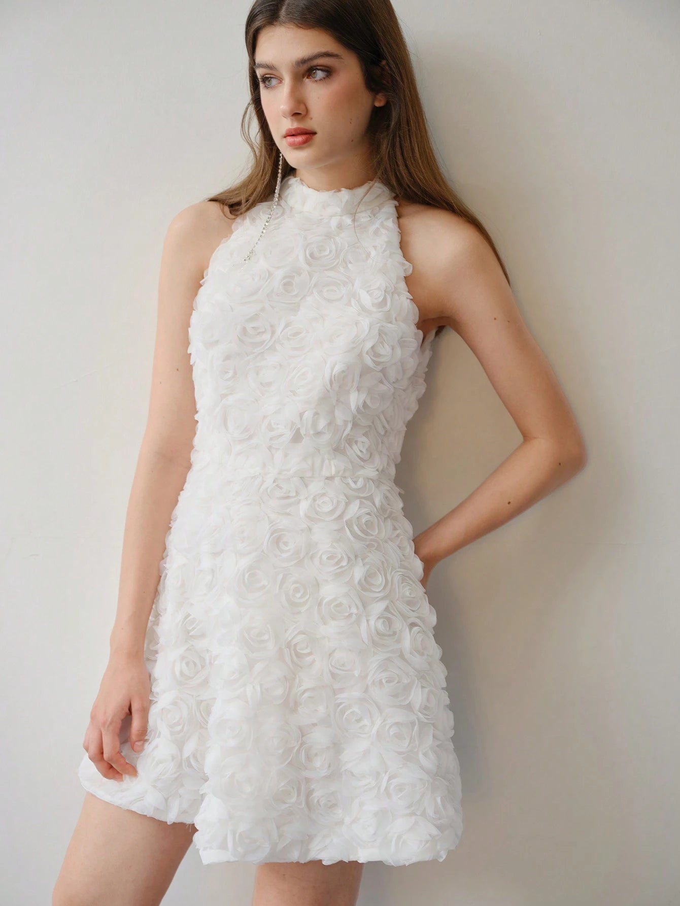 MOTF STUDIO MESH FLORAL APPLIQUED HALTERNECK DRESS,VALENTINE'S DAY OUTFIT,SPRING/SUMMER - image 4