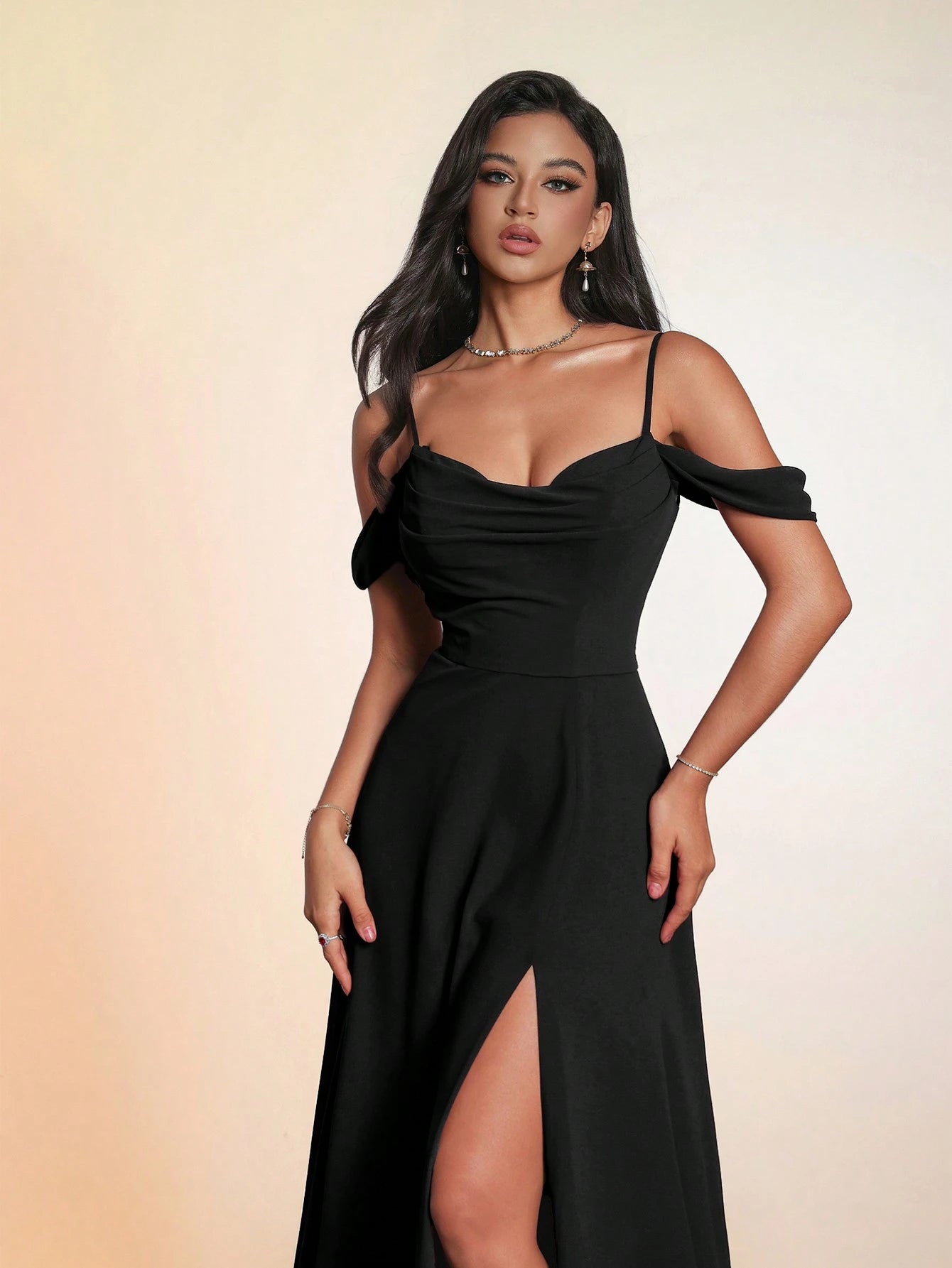 Women's Solid Color Long High-End Formal Evening Gown, Elegant Bridesmaid Dress Wedding Spring - image 7