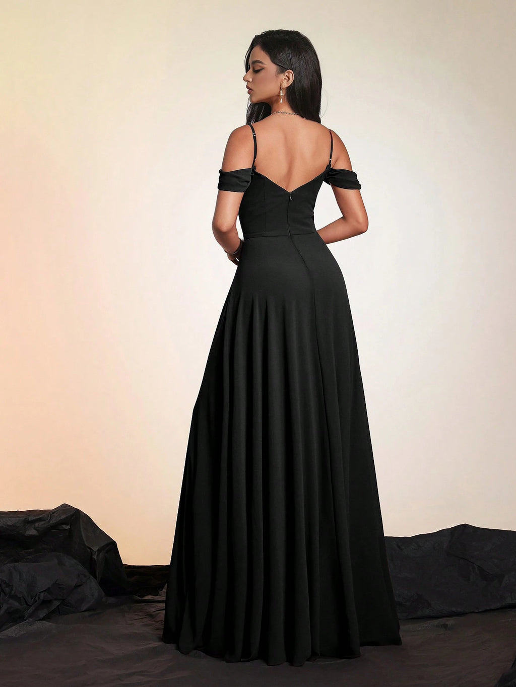 Women's Solid Color Long High-End Formal Evening Gown, Elegant Bridesmaid Dress Wedding Spring - image 2