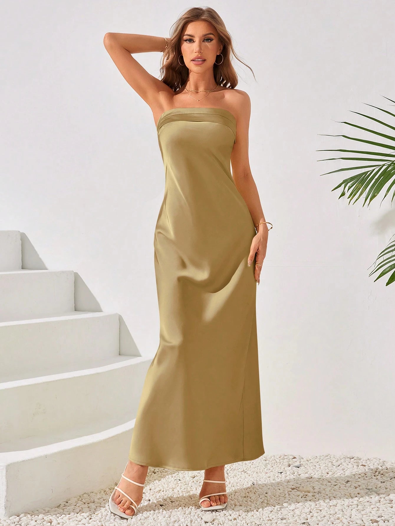 LOVE&LEMONADE Women Plain Simple Daily Tube Dress Wedding Spring