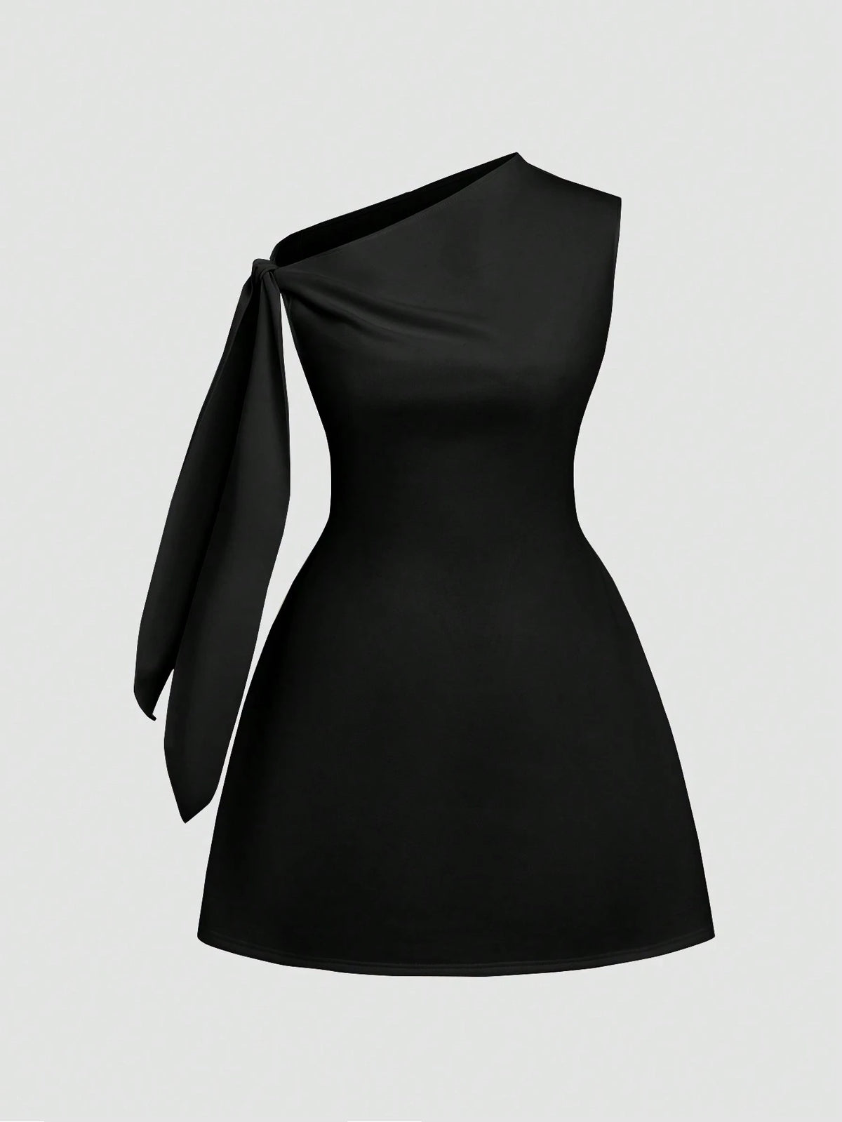 Women's Elegant Solid Color Tie-Shoulder Sleeveless Minimalist Short Shift Dress, Light-Colored Summer - image 9