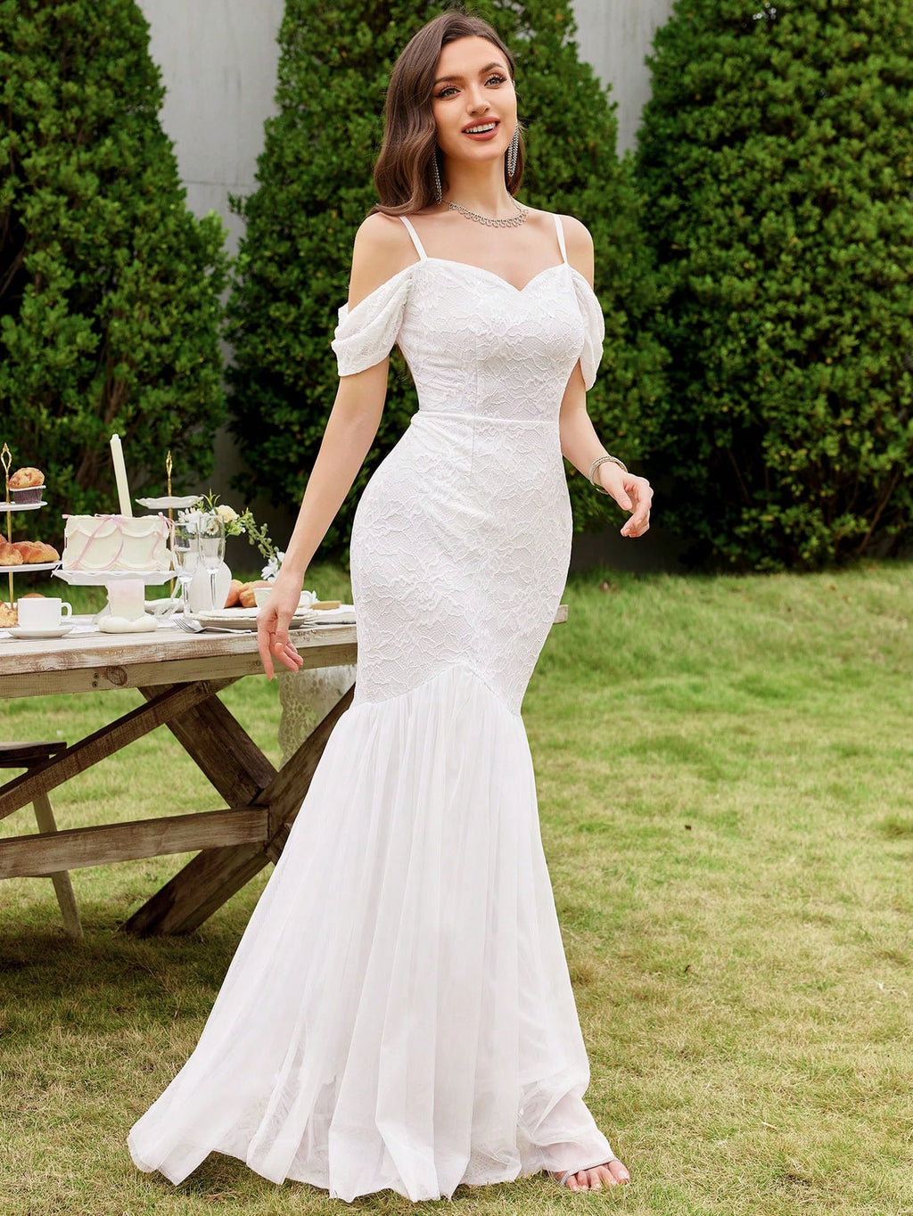 MIUSOL Floral Lace Off-Shoulder Mermaid Formal Party Fitted Maxi Dress Wedding - image 8