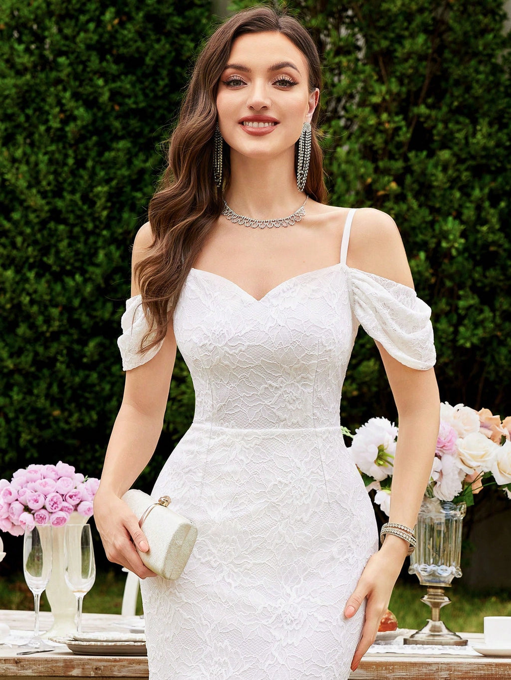 MIUSOL Floral Lace Off-Shoulder Mermaid Formal Party Fitted Maxi Dress Wedding - image 10