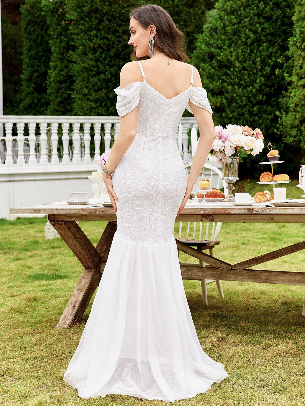 MIUSOL Floral Lace Off-Shoulder Mermaid Formal Party Fitted Maxi Dress Wedding - image 2