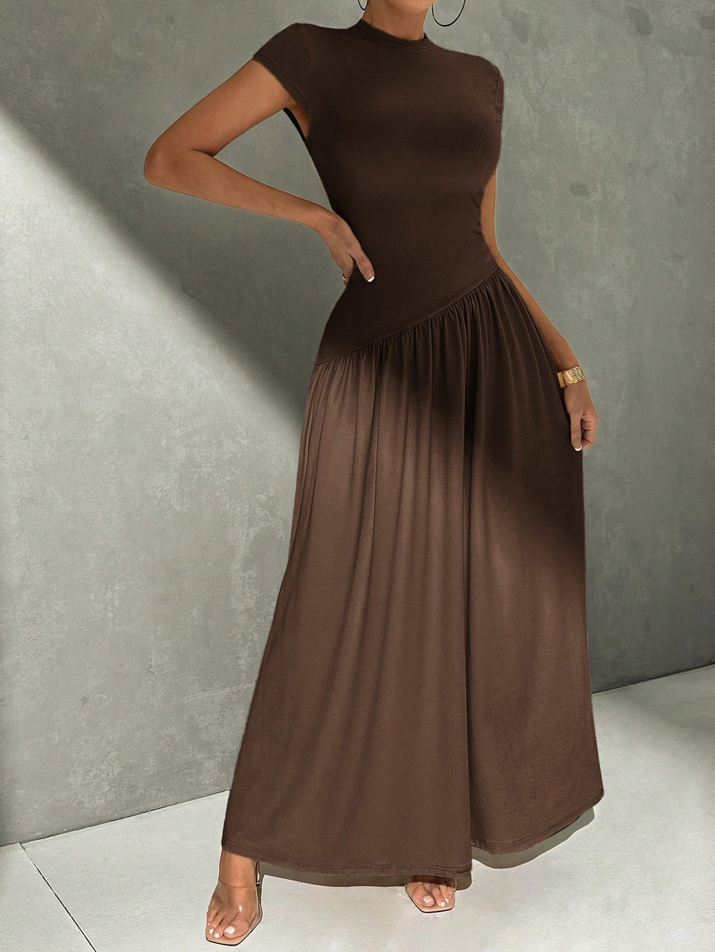Firerie Elegant Minimalist Daily Wear Asymmetric Hem Fitted Collared