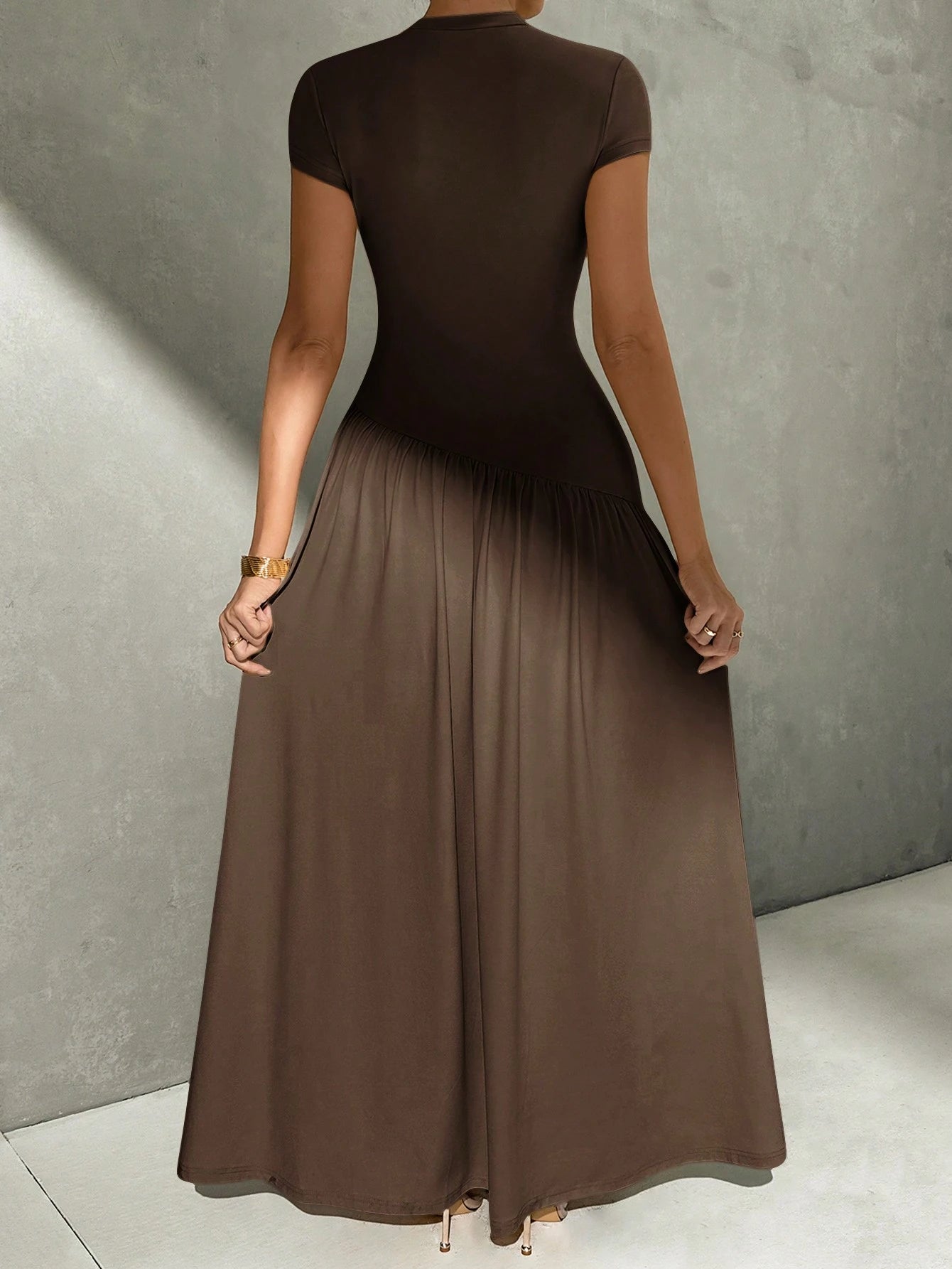 Firerie Elegant Minimalist Daily Wear Asymmetric Hem Fitted Collared
