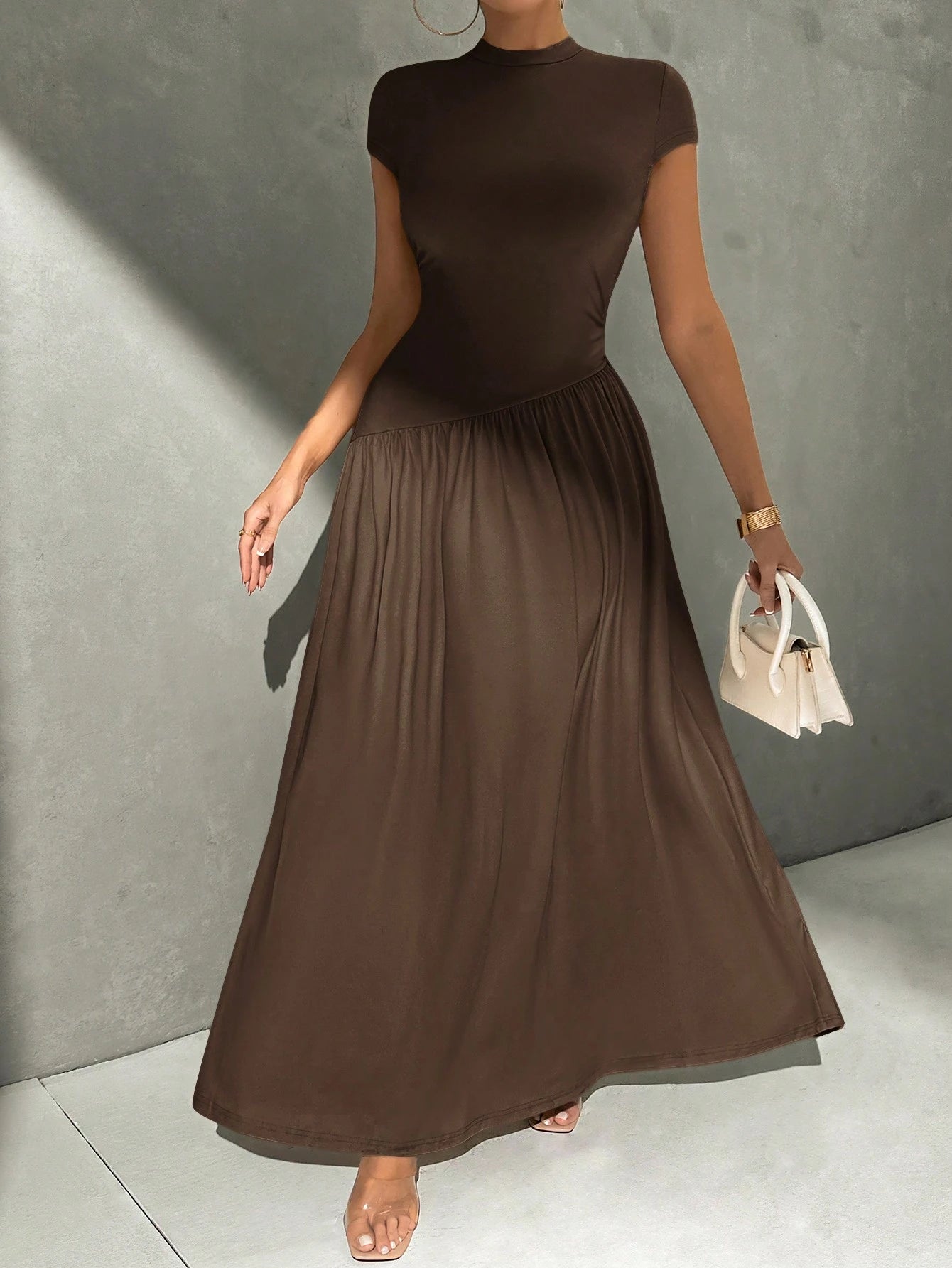 Firerie Elegant Minimalist Daily Wear Asymmetric Hem Fitted Collared