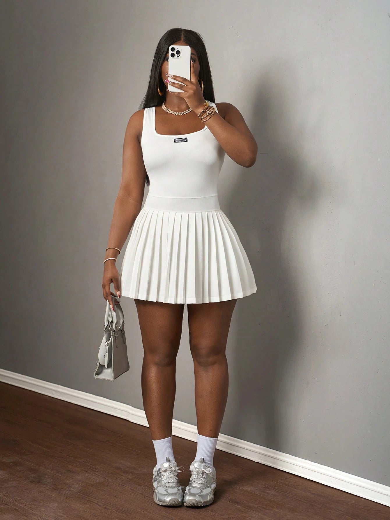 Slaydiva Magenta Summer Cute City Break Women's Knitted Mini Dress,Casual Simple U-Neck Racer Vest Pleated - image 8
