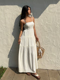 Sunnyshic Light Apricot Textured Fabric Pleated Tube Top Wide Loose