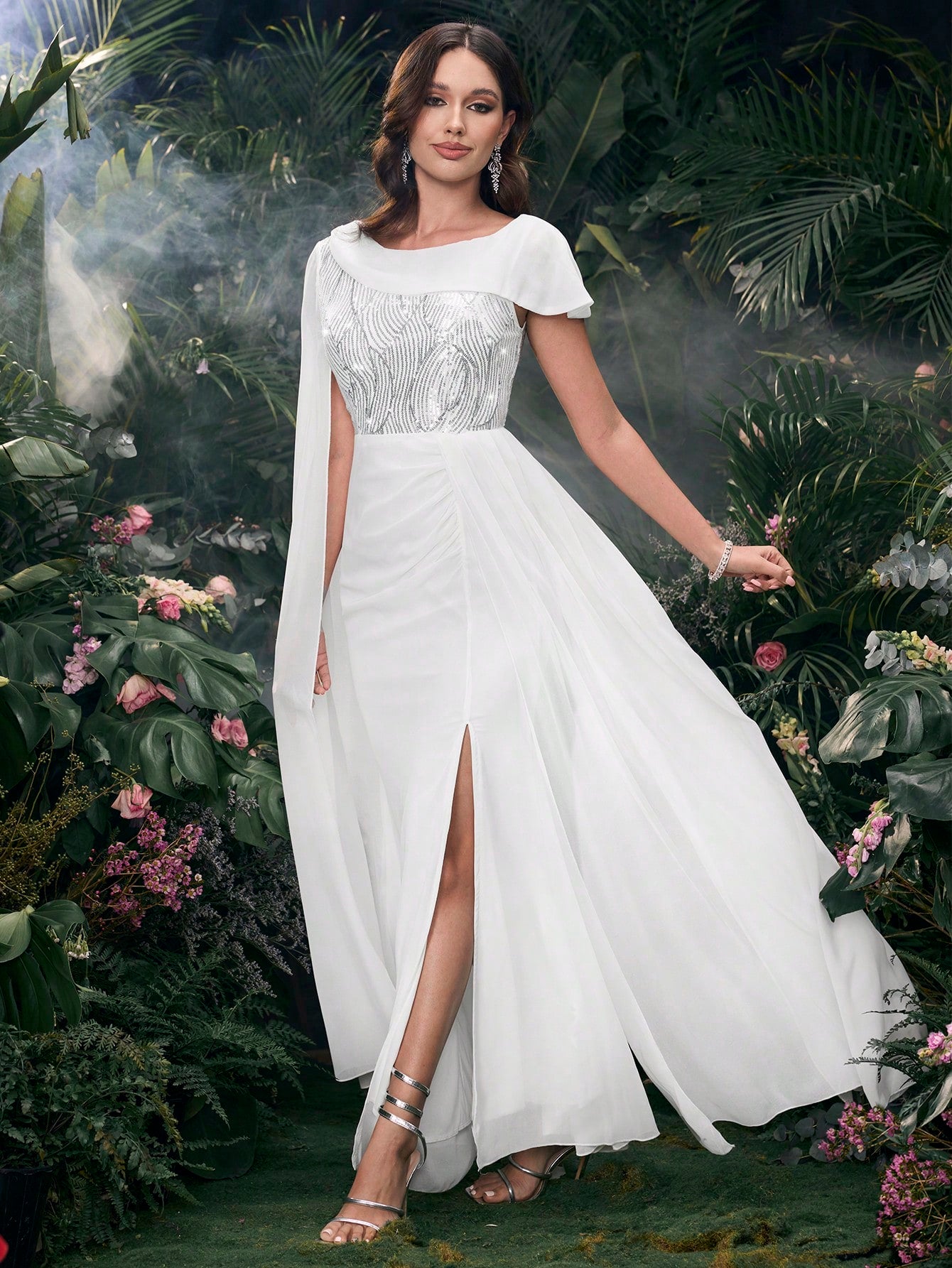 Coutiva Lightweight Wedding Dress & Evening Gown, Premium Design With Sequins Splicing, Elegant & Minimalist - image 3