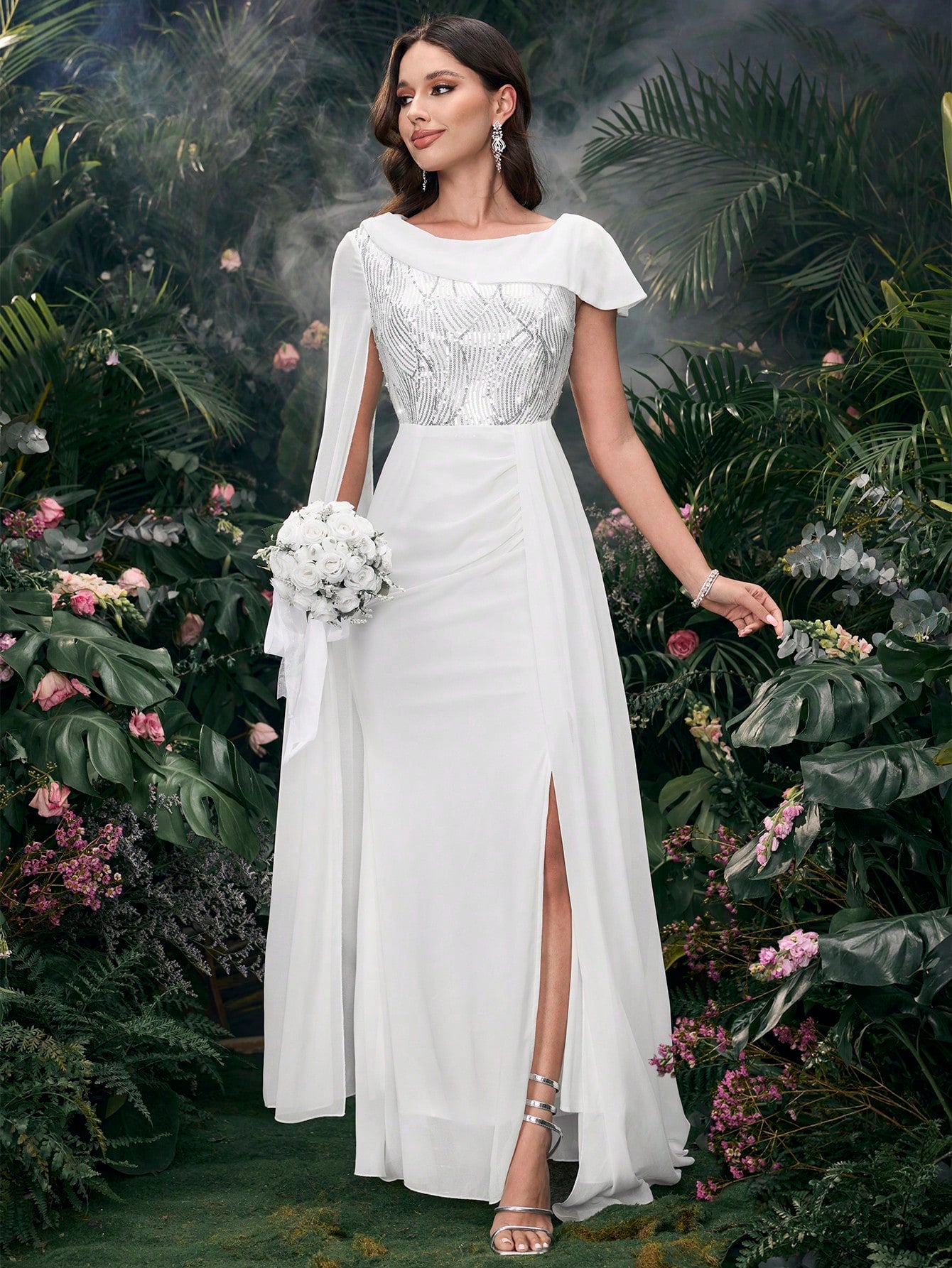 Coutiva Lightweight Wedding Dress & Evening Gown, Premium Design With Sequins Splicing, Elegant & Minimalist - image 8