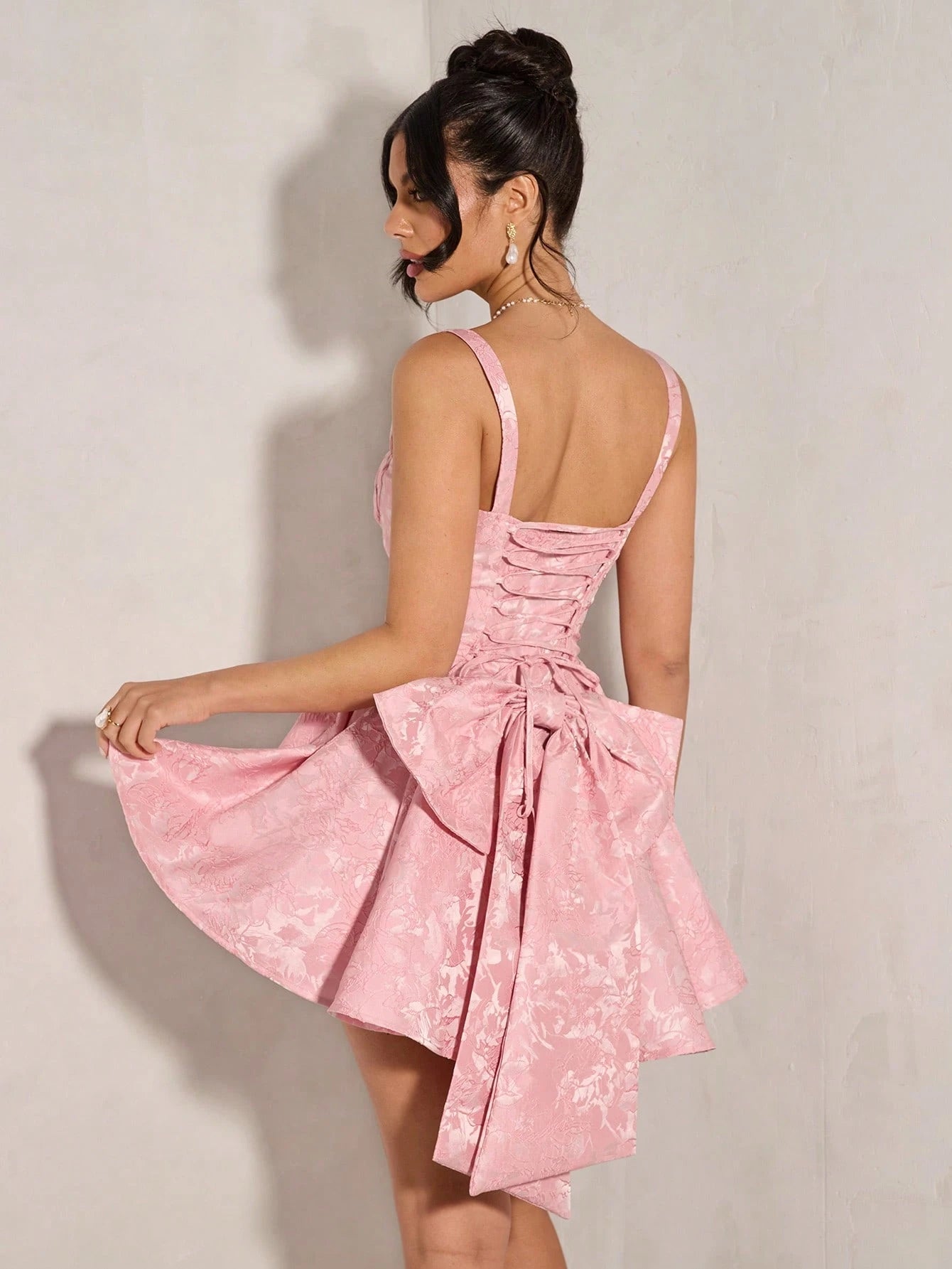 BAE Hot Pink Elegant Summer Birthday Party Dress For Women,Sweet Tutu Bow New Year Wedding Guest Bridesmaid - image 2