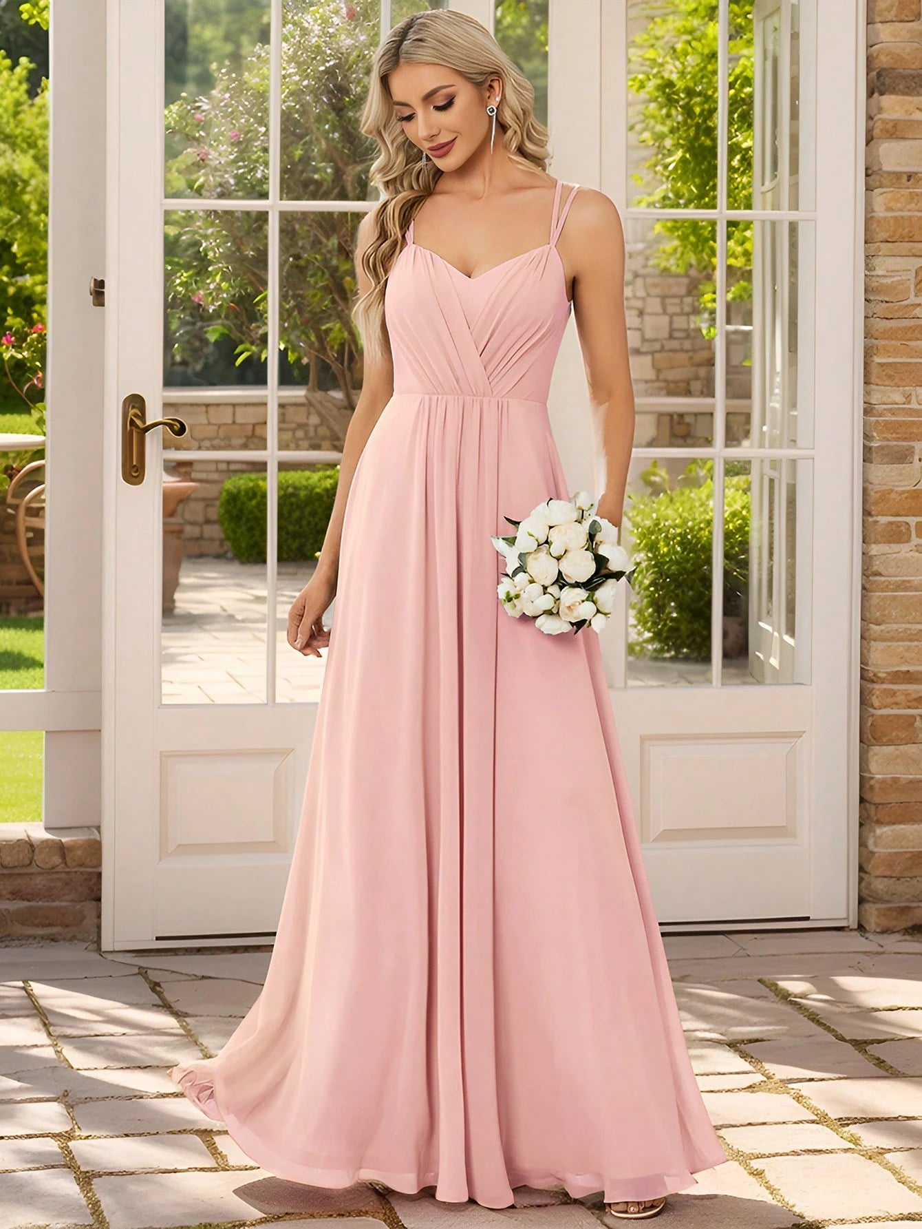 EVERPRETTY Elegant Chiffon Backless Floral Embroidered Sage Green Bridesmaid Dress, Suitable For Birthday - image 17