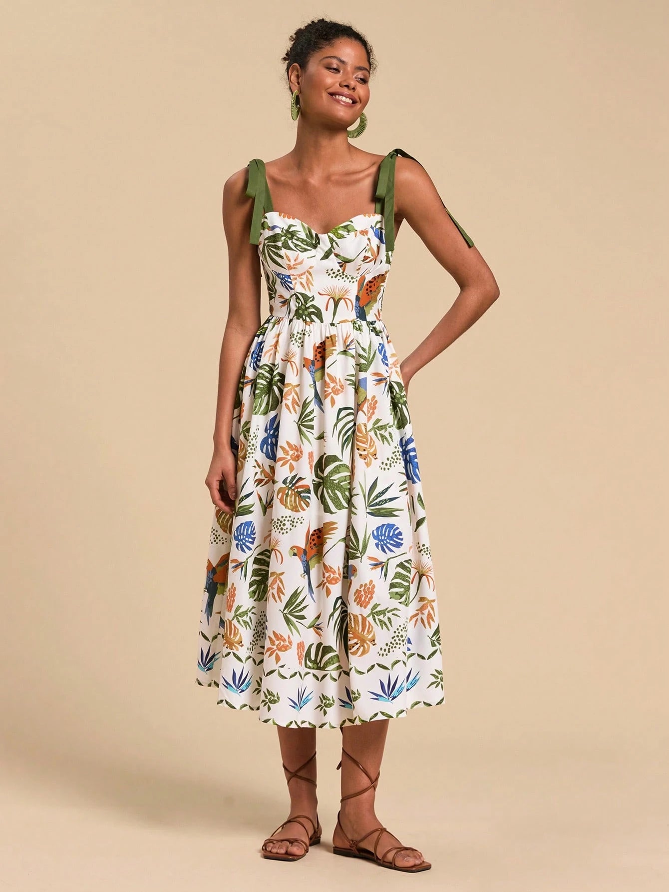Travachic Vacation Woven Printed Spaghetti Strap Midi Dress For Women - image 8