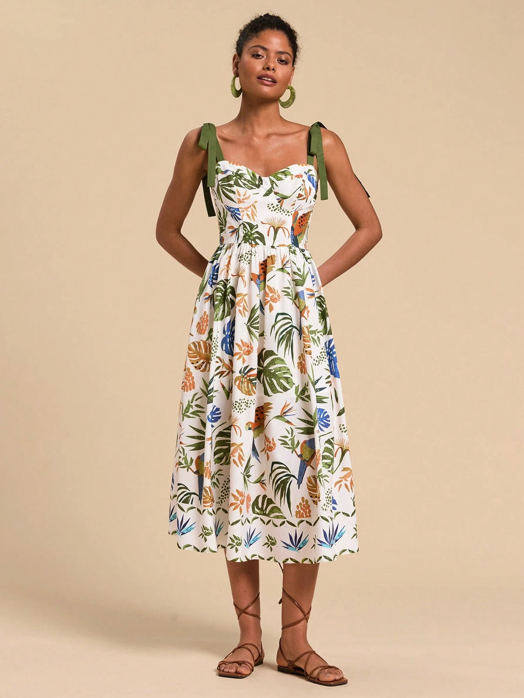 Travachic Vacation Woven Printed Spaghetti Strap Midi Dress For Women - image 10