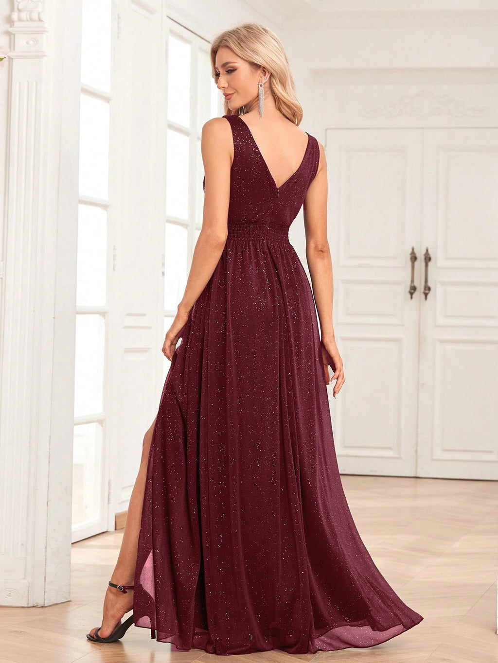 XUCTHHC Elegant V-Neck Sleeveless Tulle A-Line Bridesmaid Dresses, Wedding Guest - image 14