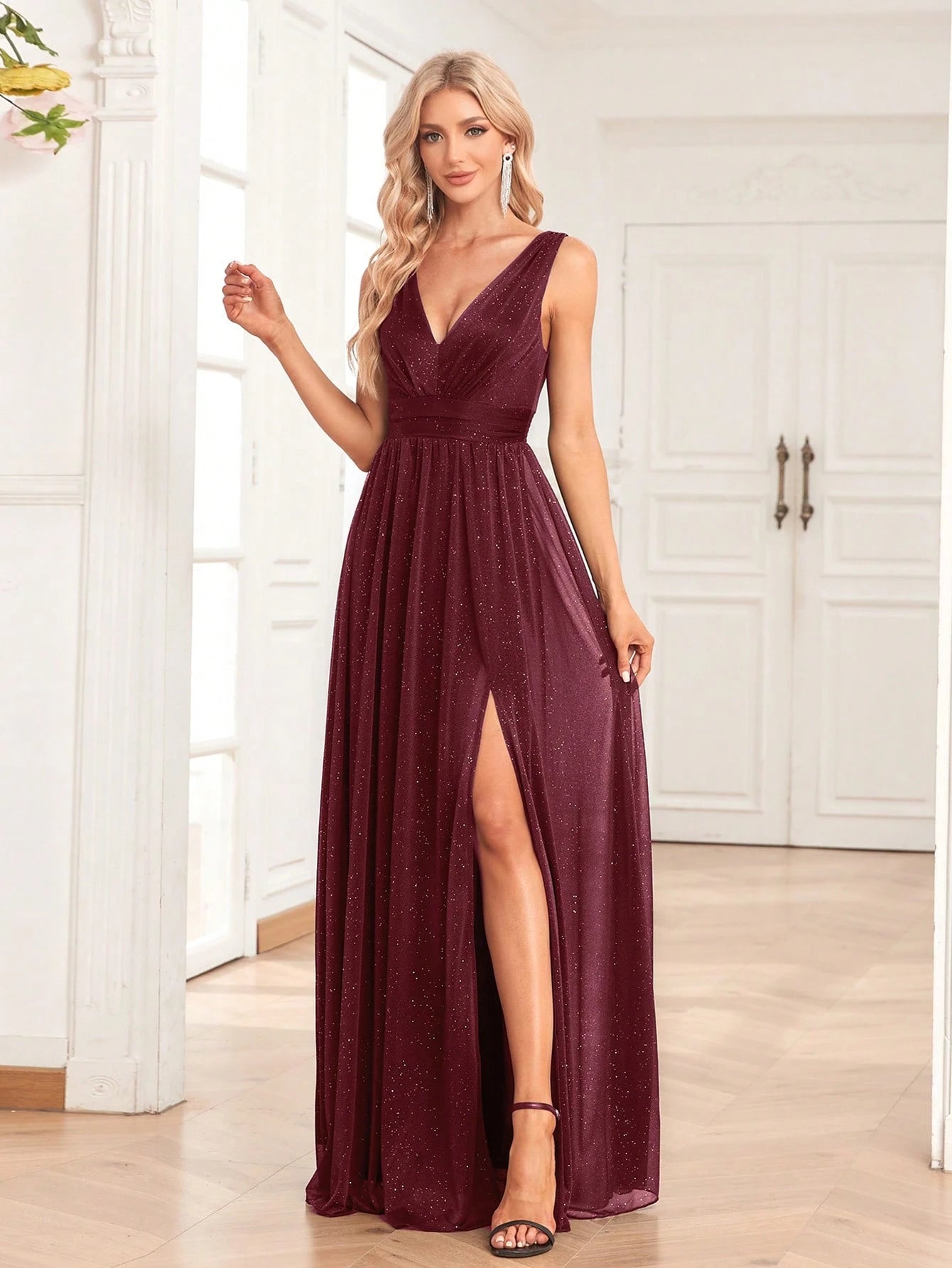 XUCTHHC Elegant V-Neck Sleeveless Tulle A-Line Bridesmaid Dresses, Wedding Guest - image 15
