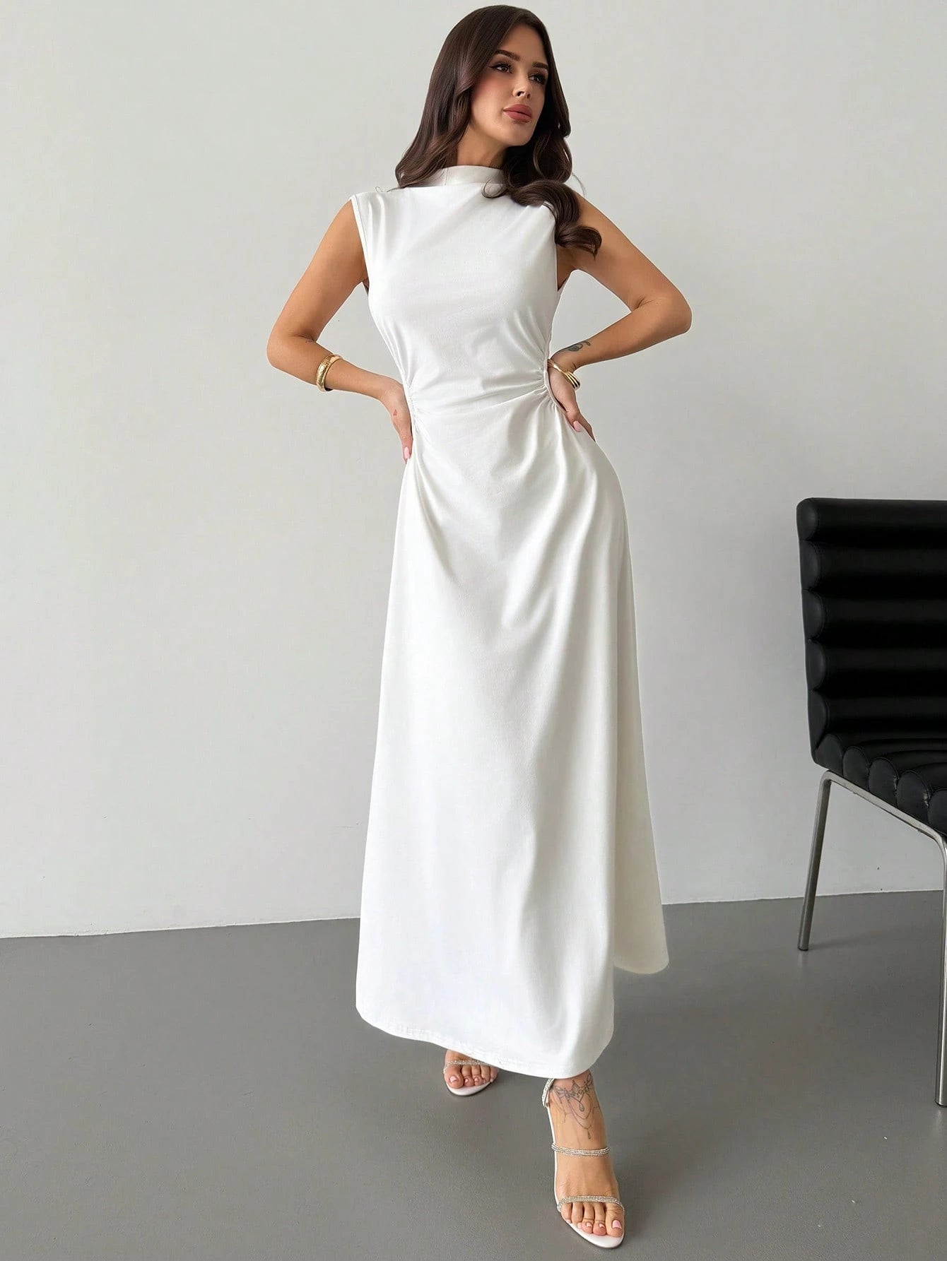 Firerie New Minimalist Elegant Romantic Date Brunch Daily Commute Leopard Print Small Stand Collar Sleeveless - image 10