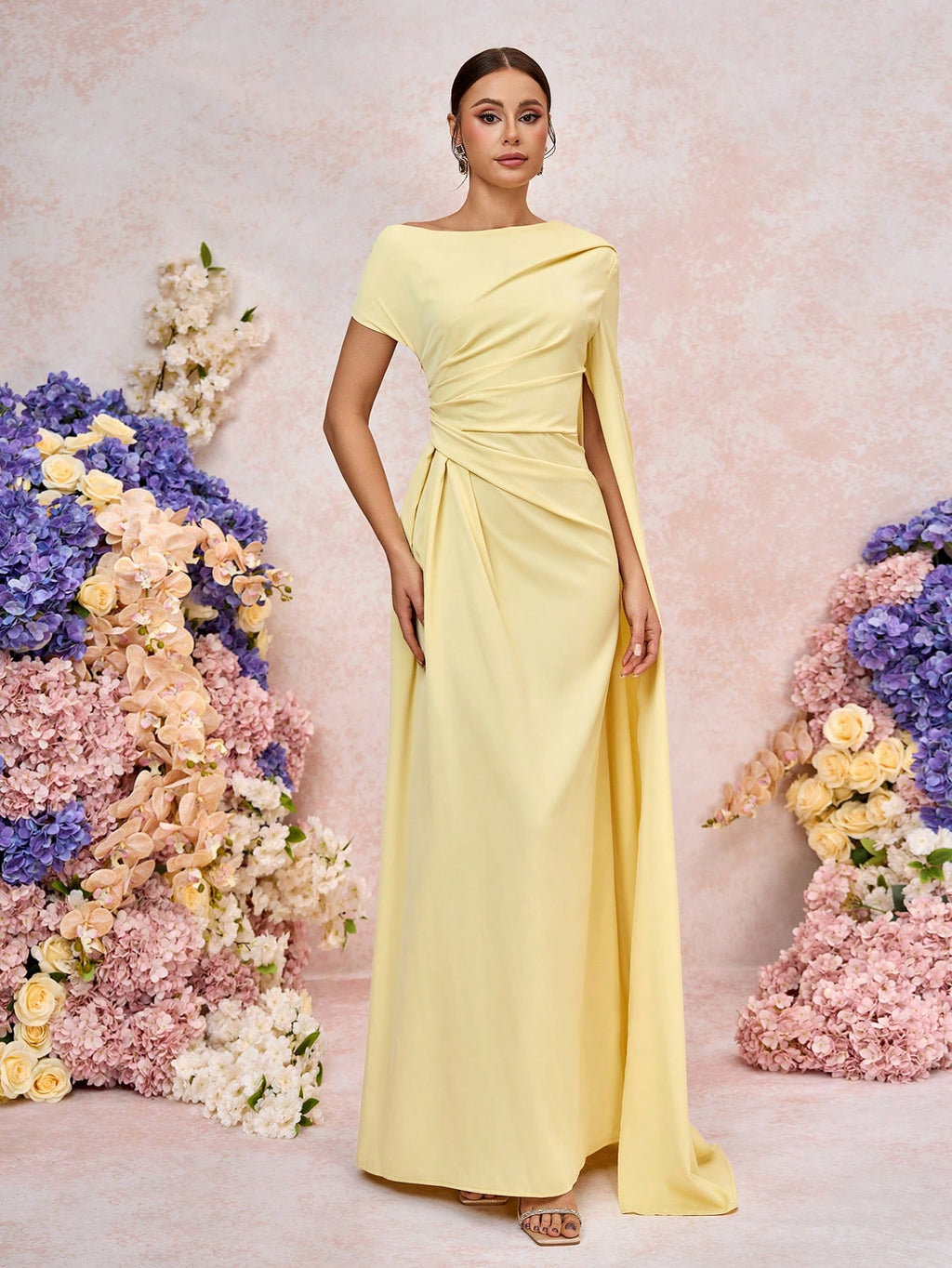 Elitara Elegant Asymmetric Sleeve Ruffle Hem Long Sleeve Dress, Suitable For Wedding, Party, Date, Formal - image 11