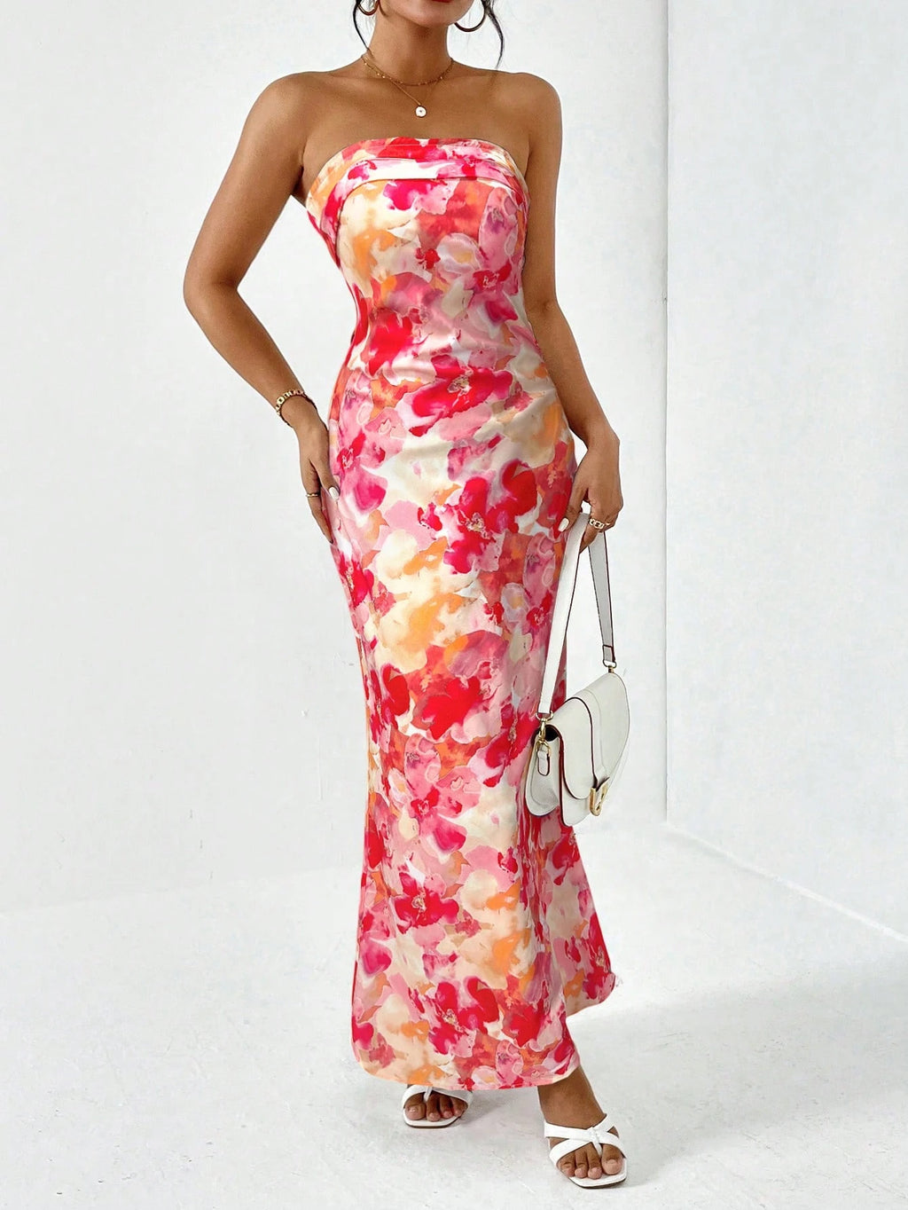 Firerie Spring Break Floral Print Draped Backless Tube Long Summer Dress,Summer Dresses For Women - image 4