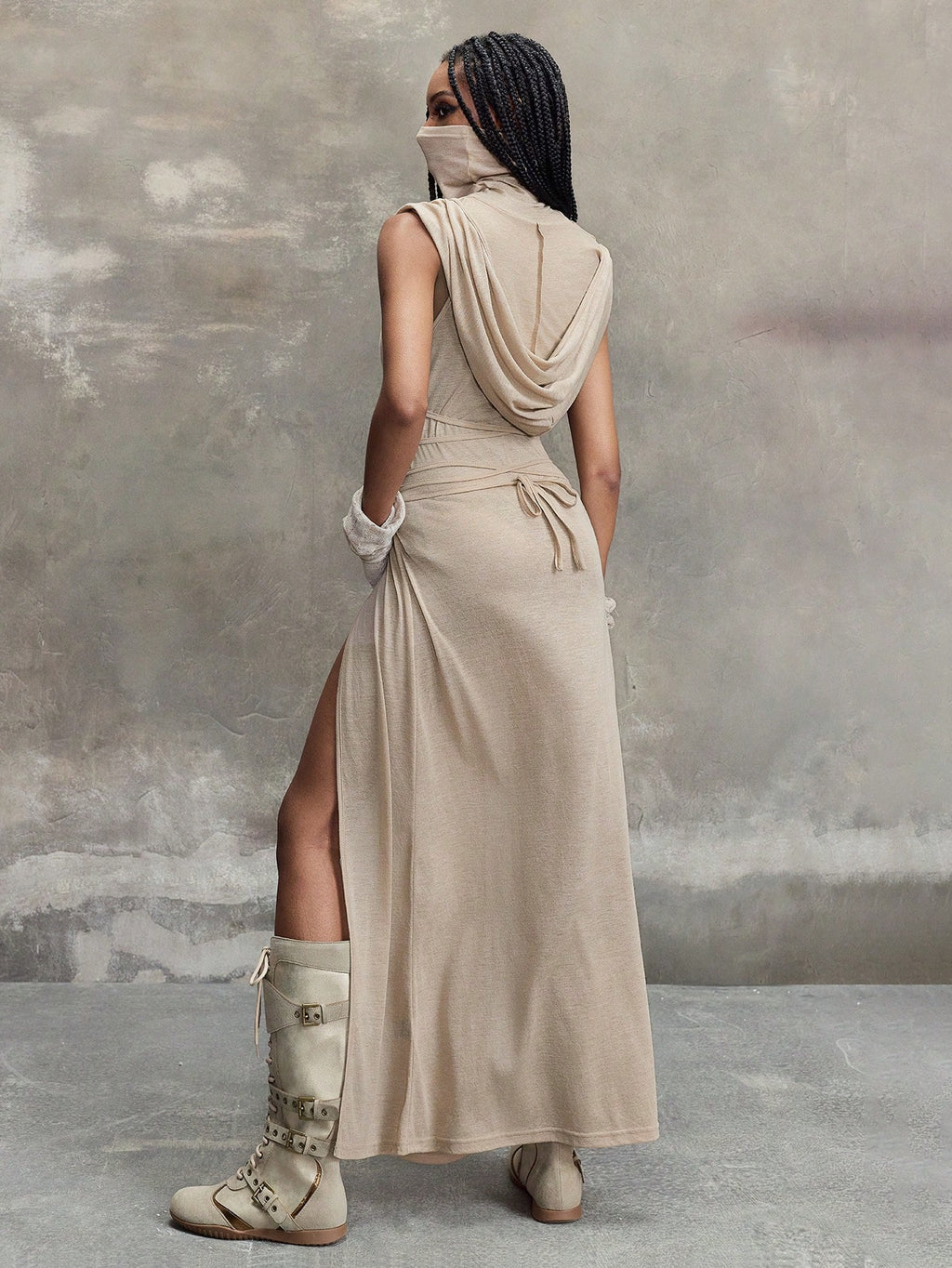 Grunge Punk Y2K Vintage Apocalypse Inspired Hooded Plunge Neckline