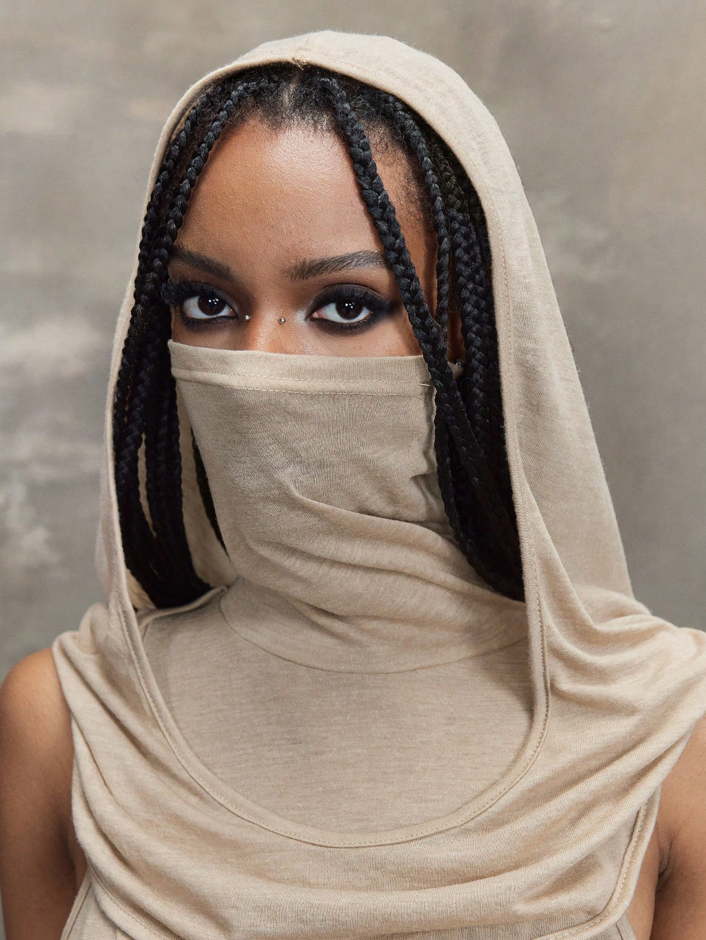 Grunge Punk Y2K Vintage Apocalypse Inspired Hooded Plunge Neckline