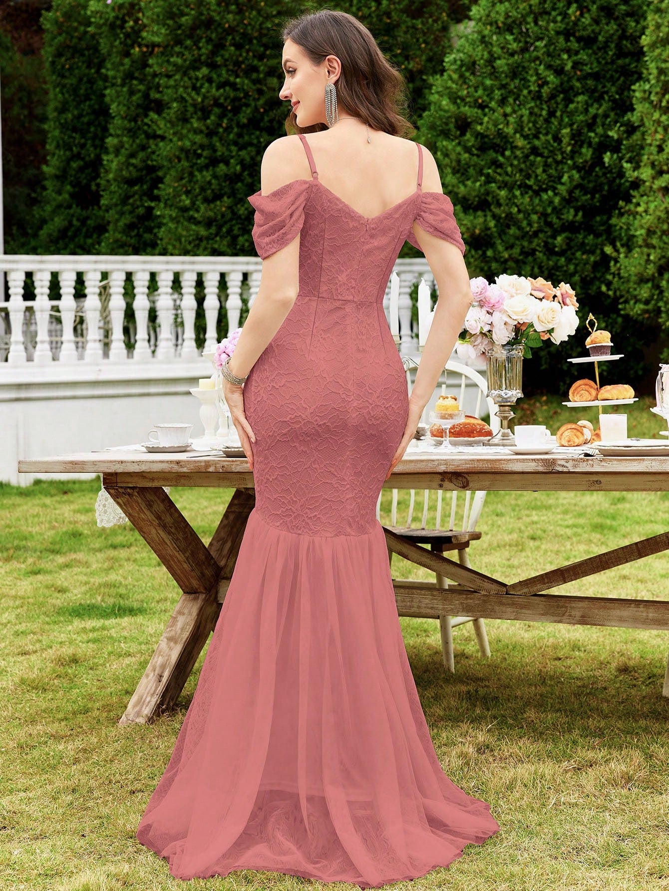 MIUSOL Floral Lace Off-Shoulder Mermaid Formal Party Fitted Maxi Dress Wedding - image 12