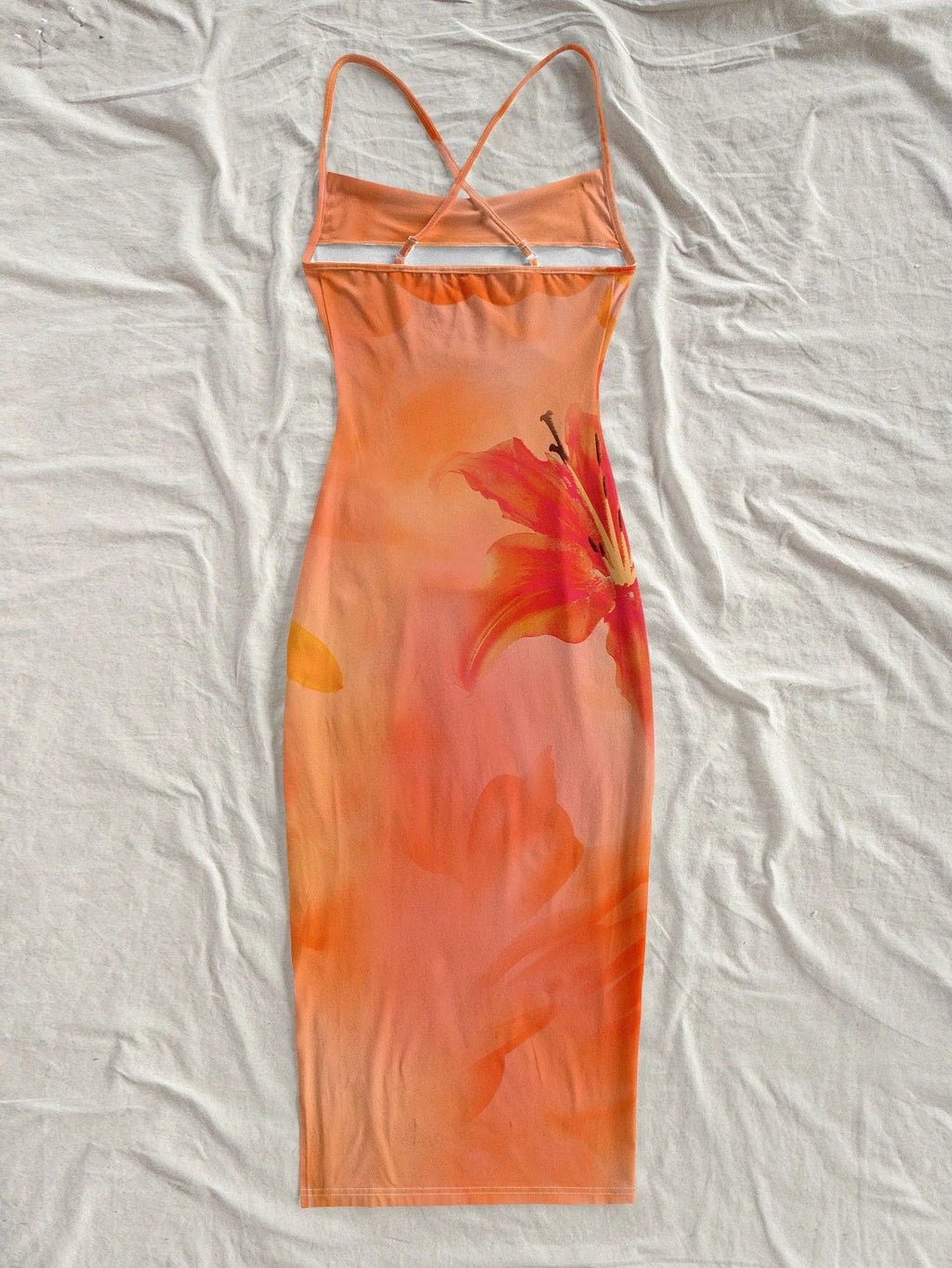 Soleia Orange Lily & Hibiscus Tie Dye Dress, Casual Beach Style, Suitable For Summer & Seaside Suitable For - image 8