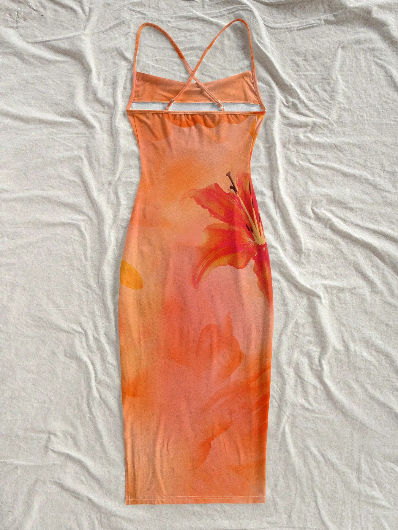Soleia Orange Lily & Hibiscus Tie Dye Dress, Casual Beach Style, Suitable For Summer & Seaside Suitable For - image 8