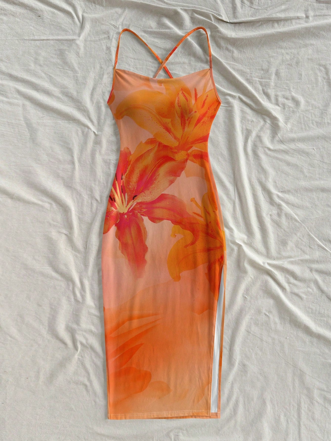 Soleia Orange Lily & Hibiscus Tie Dye Dress, Casual Beach Style, Suitable For Summer & Seaside Suitable For - image 17