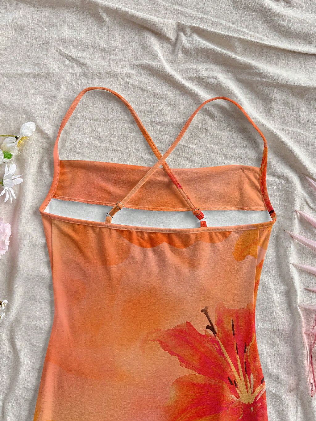 Soleia Orange Lily & Hibiscus Tie Dye Dress, Casual Beach Style, Suitable For Summer & Seaside Suitable For - image 19