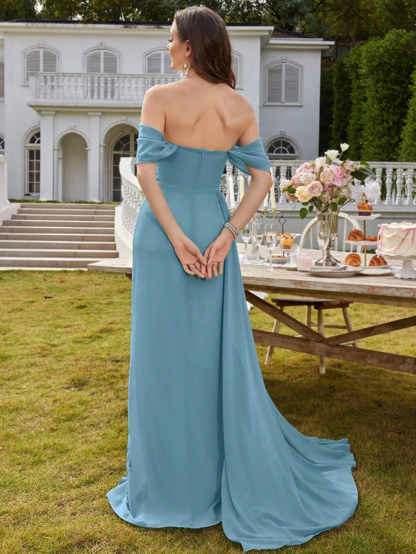 Strapless Tulle Flowing Bridesmaid Dress Wedding Elegant Spring - image 9