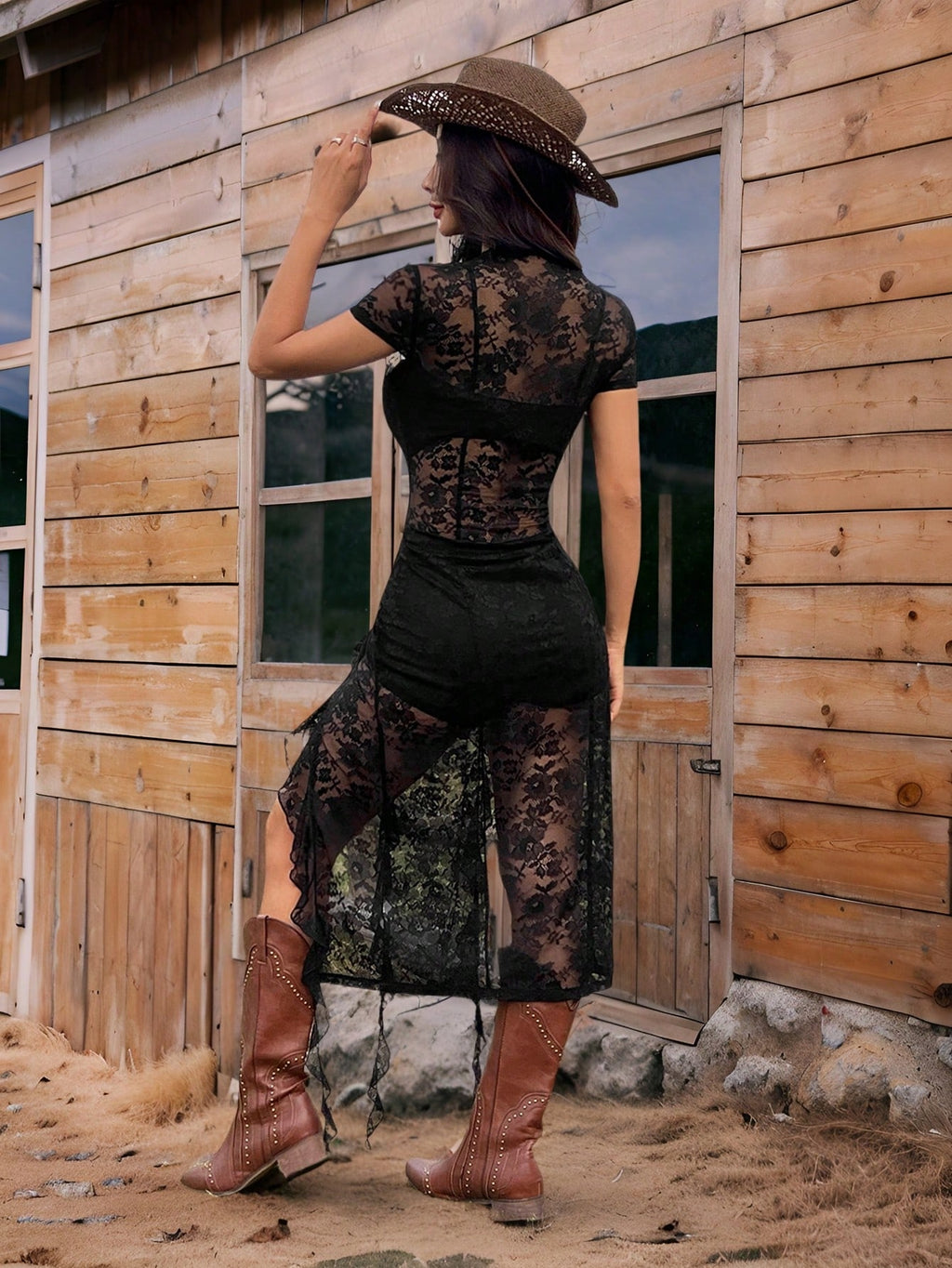 EZwear Summer Concert Outfit Women Western Lace Dresses Music