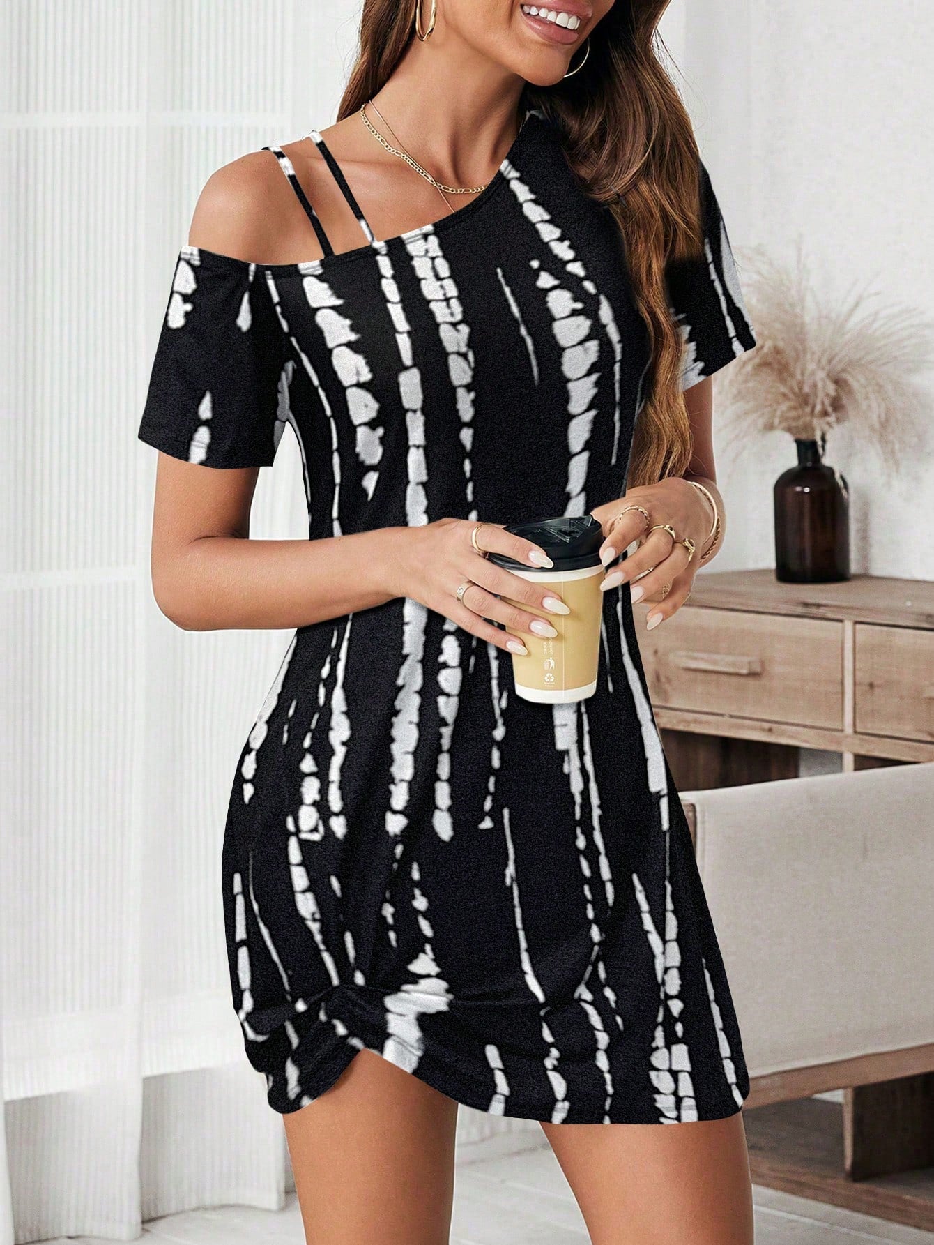 Wildy Women's Summer Casual Country Western Graphic Mini Dress, Black