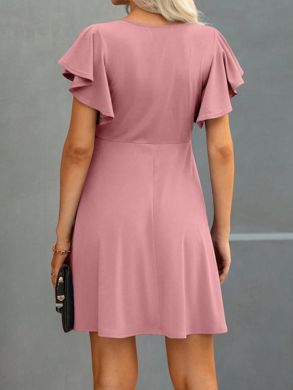 Clasi Solid Butterfly Sleeve A-line Dress