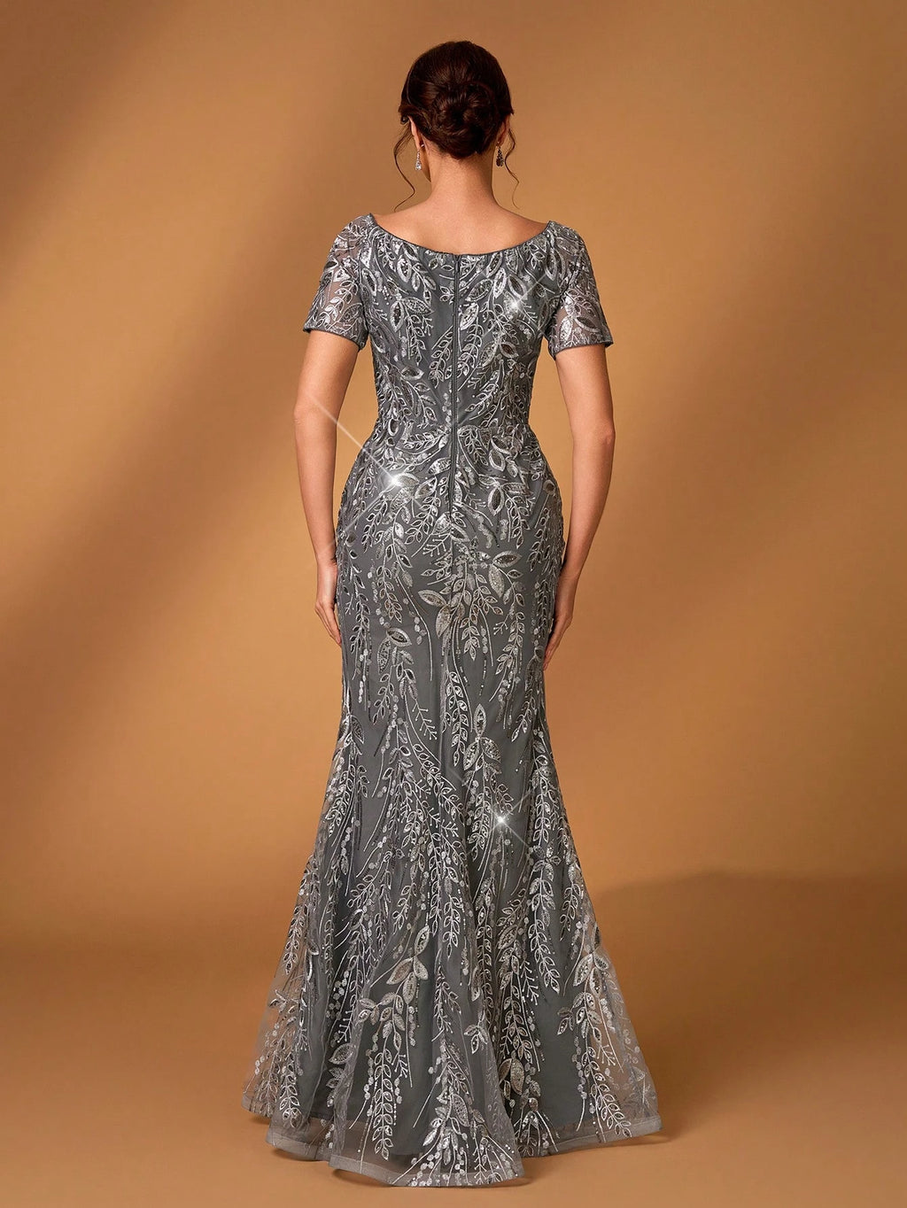 Serin Women's Elegant Sage Green Winter Formal Evening Wedding Dress,Sequins Embroidery One Shoulder Slim - image 2