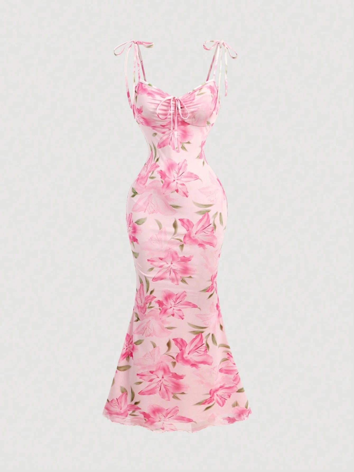 MOD Women's Floral Print Spaghetti Strap Dress With Fish Tail Hem, Summer Yellow Dress,Summer Dresses For - image 8