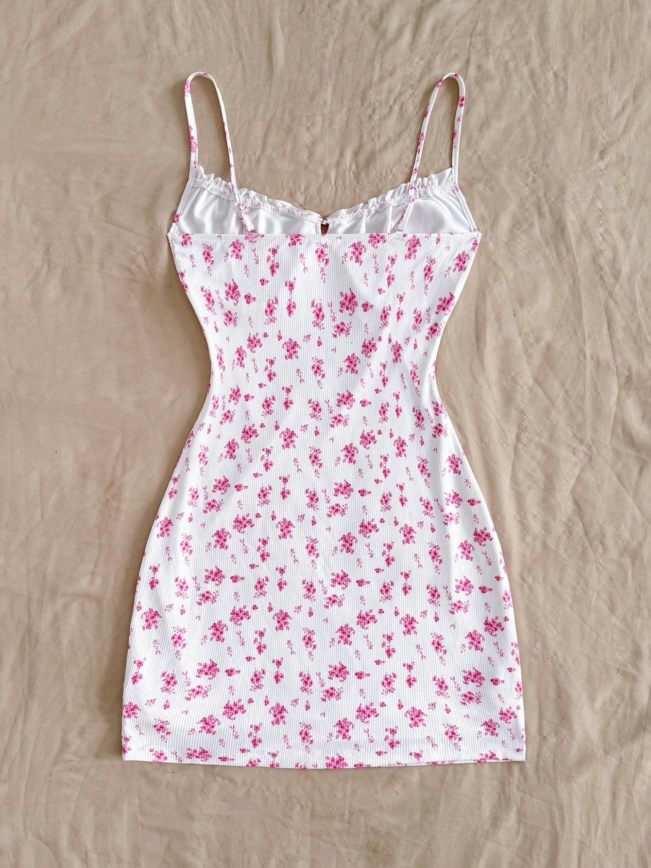 Soleia Blue & White Floral Knit Bodycon Drawstring Strap Romantic Casual Vacation Women's Curvy Short Dress - image 2