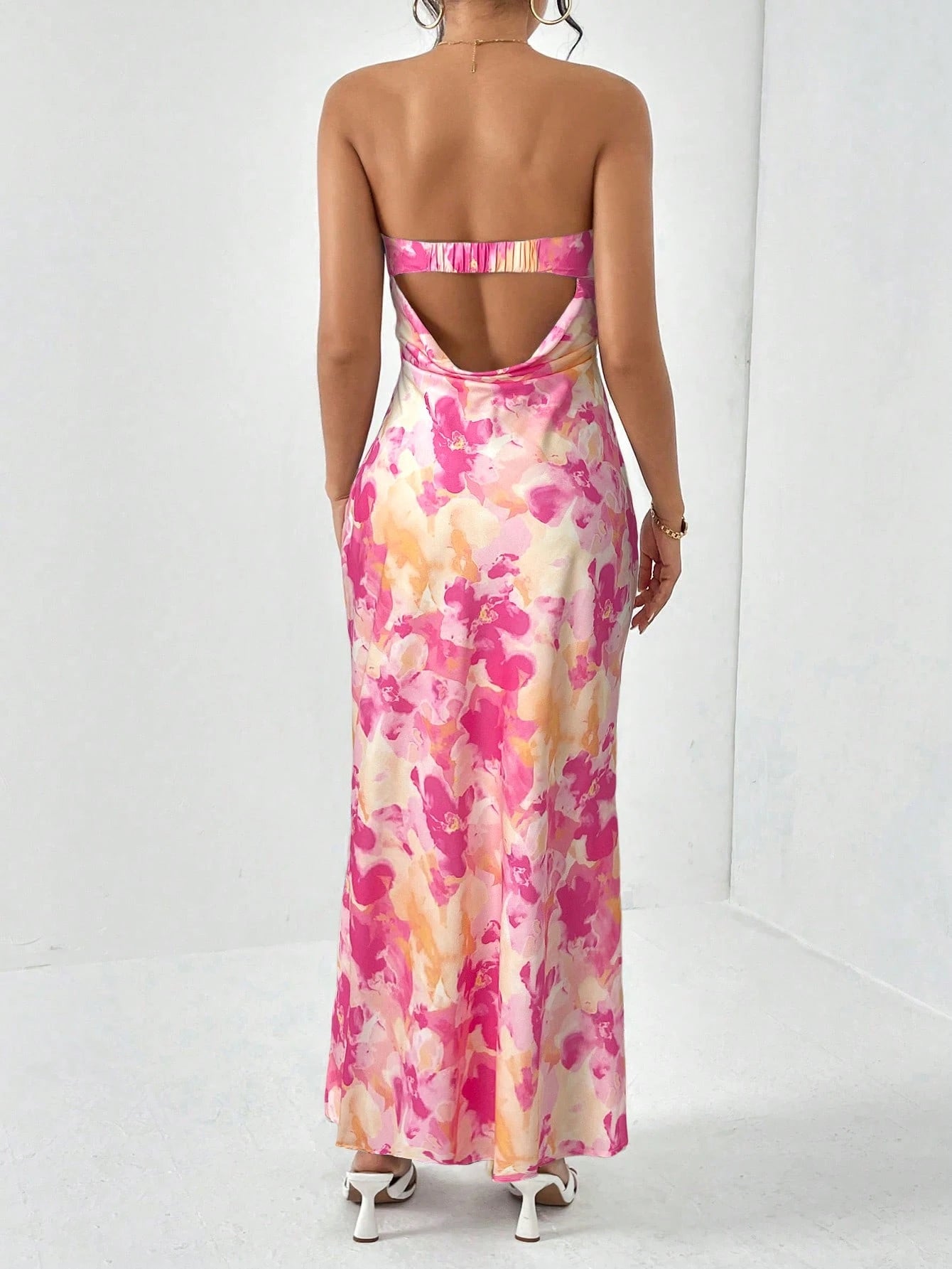 Firerie Spring Break Floral Print Draped Backless Tube Long Summer Dress,Summer Dresses For Women - image 14
