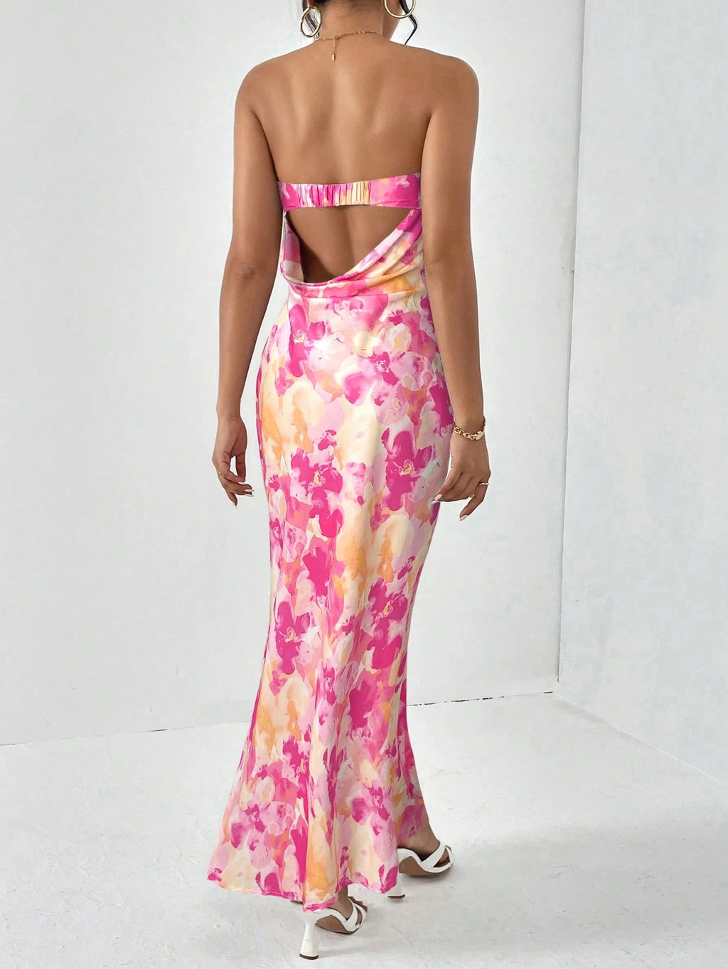 Firerie Spring Break Floral Print Draped Backless Tube Long Summer Dress,Summer Dresses For Women - image 15