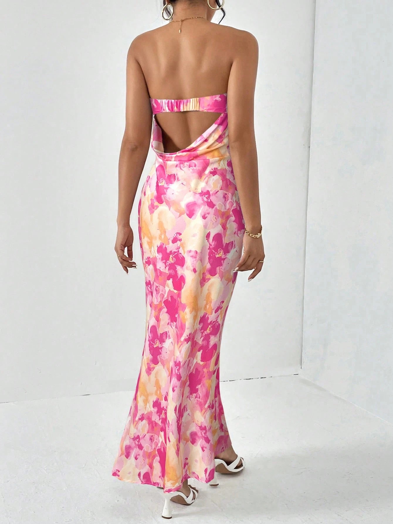 Firerie Spring Break Floral Print Draped Backless Tube Long Summer Dress,Summer Dresses For Women - image 15