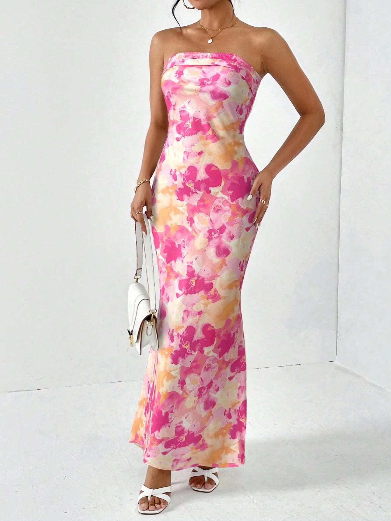 Firerie Spring Break Floral Print Draped Backless Tube Long Summer Dress,Summer Dresses For Women - image 16