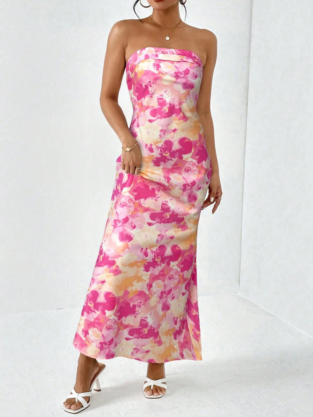 Firerie Spring Break Floral Print Draped Backless Tube Long Summer Dress,Summer Dresses For Women - image 19