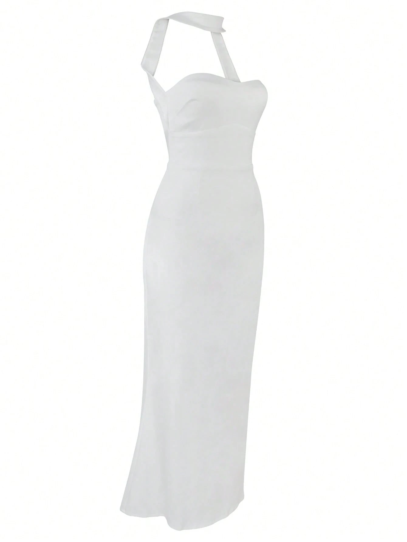 White Sweetheart Backless Mermaid Satin Formal Dress, Bridesmaid Dress Elegant Wedding - image 10