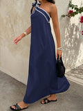 Selianne Women's Loose Long Dress With Wave Ruffle Trim