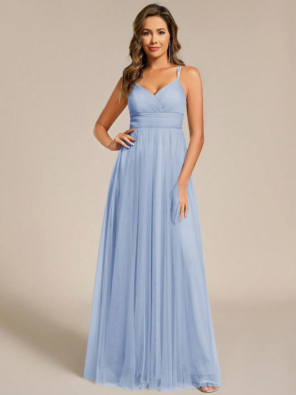 EVERPRETTY Elegant Lace Contrast Mesh Backless Pink Bridesmaid Dress, Suitable For Spring/Summer Weddings, - image 14
