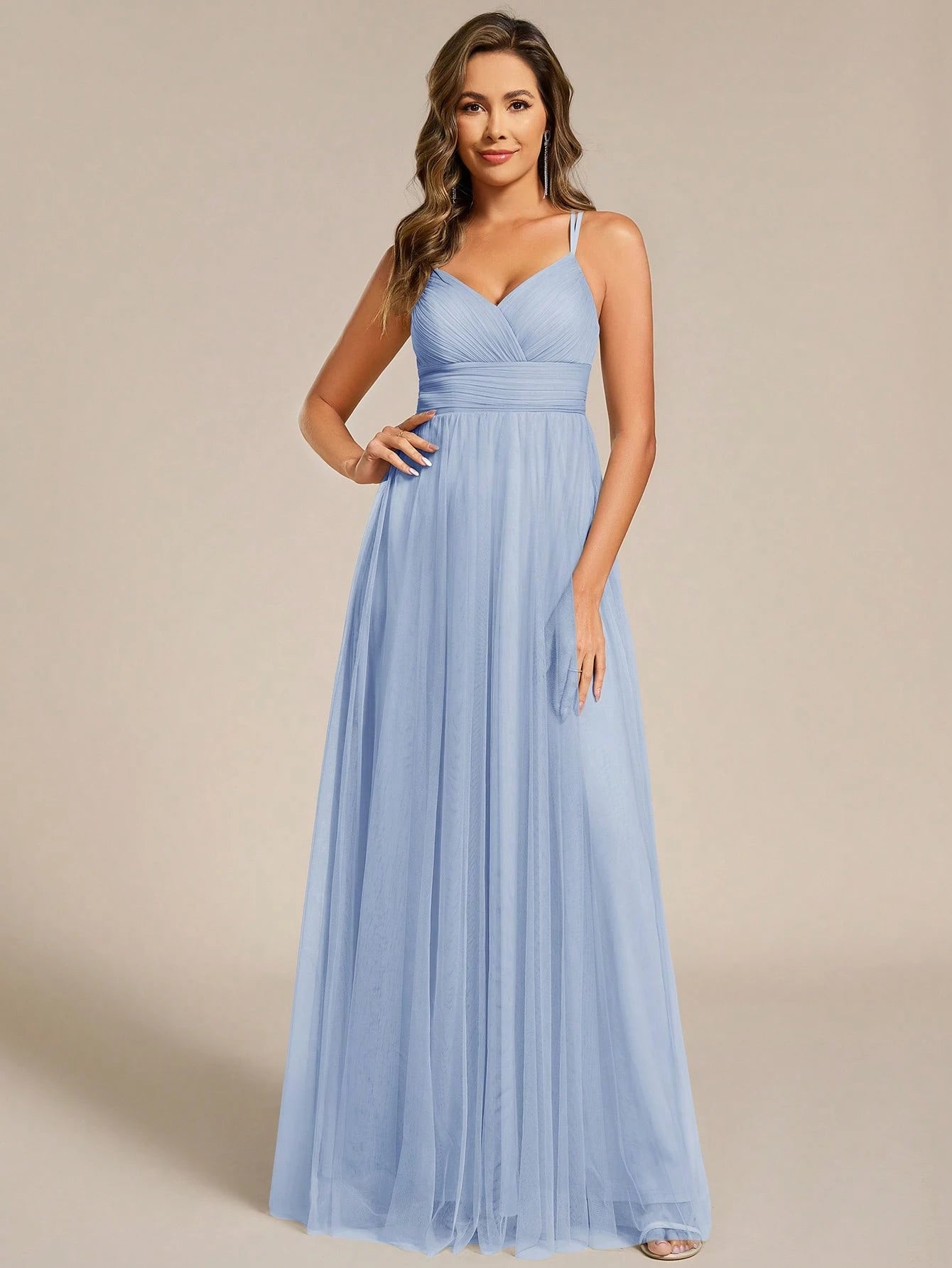 EVERPRETTY Elegant Lace Contrast Mesh Backless Pink Bridesmaid Dress, Suitable For Spring/Summer Weddings, - image 14
